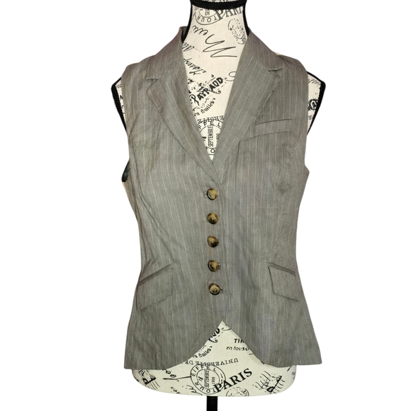 CAbi Jackets & Blazers - CAbi Liverpool Brocade Revirsible Gray Cream Button-Up Waistcoat Vest  Top S